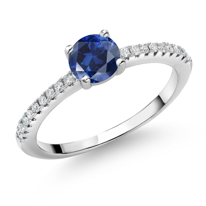 Blue Created Sapphire - September_5_Ring in 925 Sterling Silver