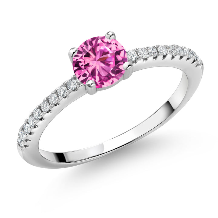 Pink Created Sapphire - September_5_Ring in 925 Sterling Silver