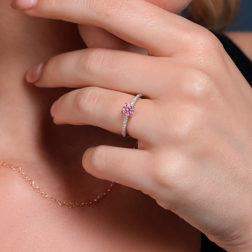 Pink Lab Grown Diamond - April_9_Ring in 925 Sterling Silver