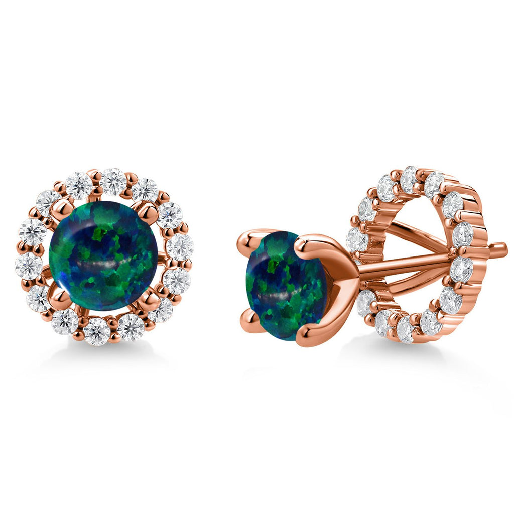 Green Opal - October_Earrings in 925 Rose Gold Plated Silver