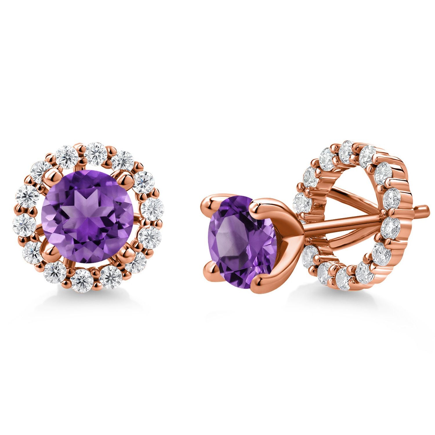 Amethyst - February_Earrings in 925 Rose Gold Plated Silver