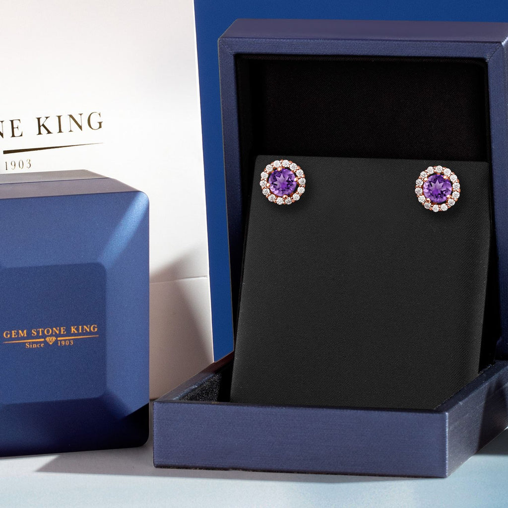 Amethyst - February_Earrings in 925 Rose Gold Plated Silver