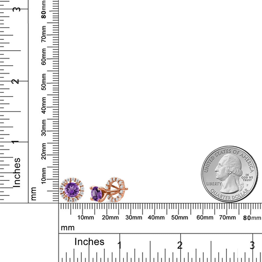 Amethyst - February_Earrings in 925 Rose Gold Plated Silver