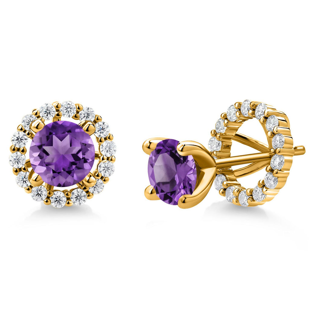 Amethyst - February_Earrings in 925 Yellow Gold Plated Silver