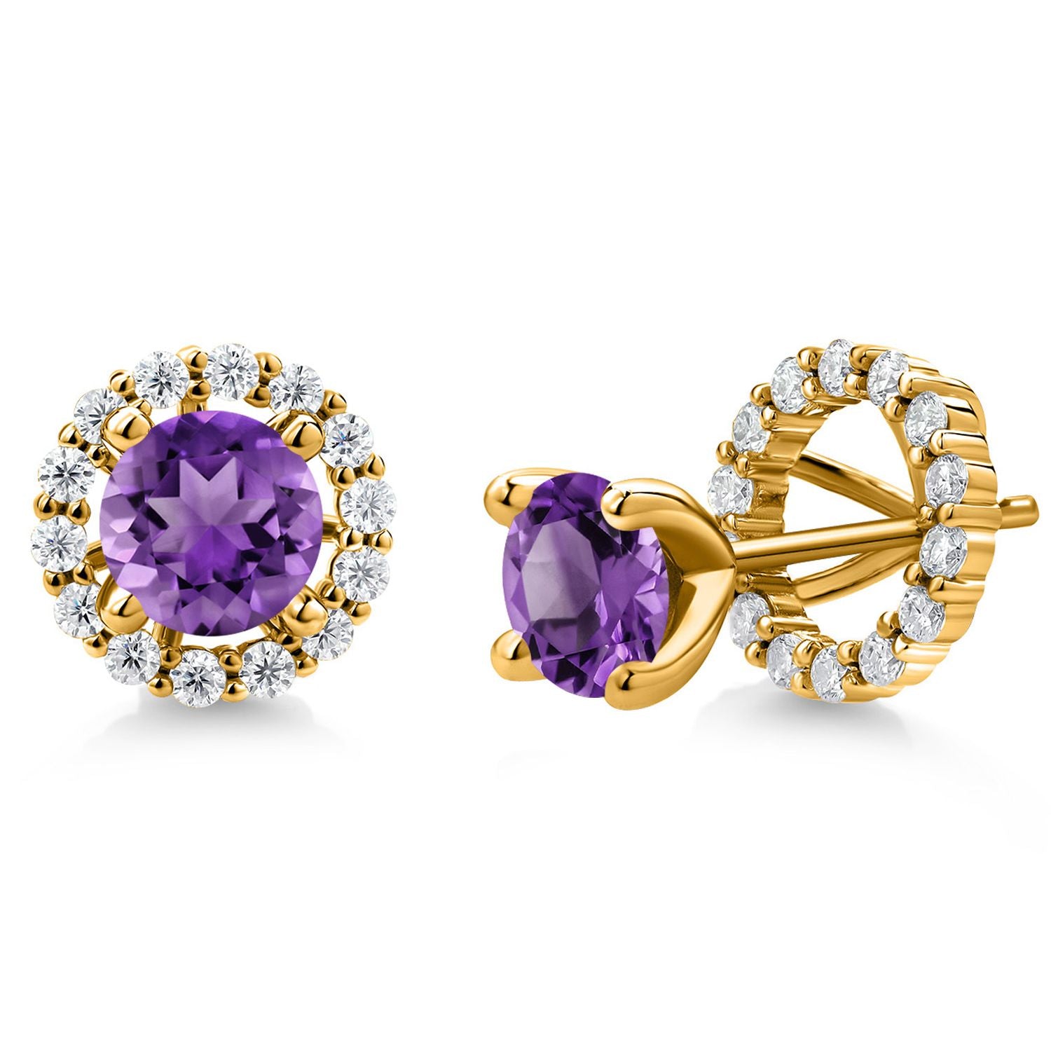 Amethyst - February_Earrings in 925 Yellow Gold Plated Silver
