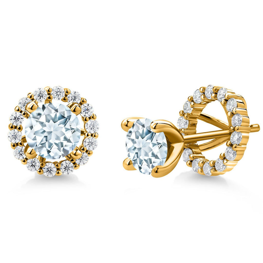 Aquamarine - March_Earrings in 925 Yellow Gold Plated Silver