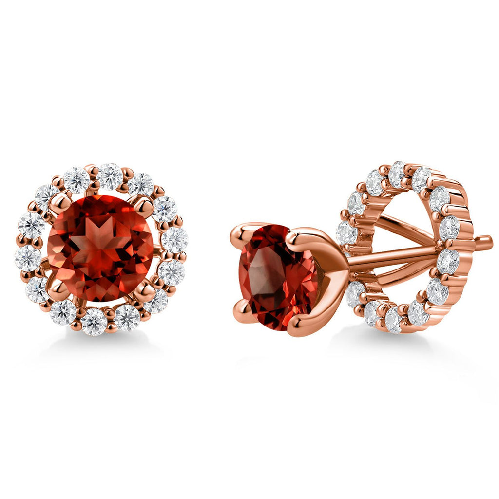 Garnet - January_Earrings in 925 Rose Gold Plated Silver