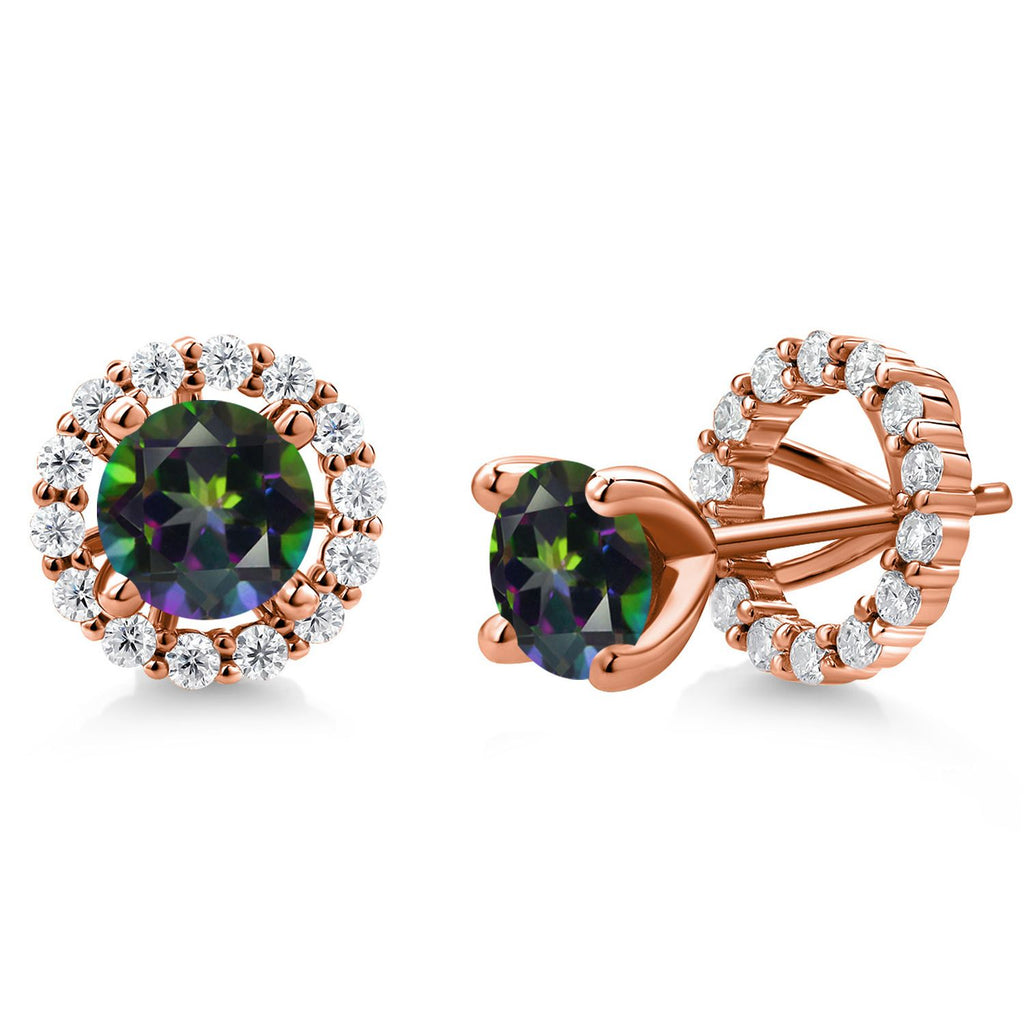 Green Mystic Topaz_Earrings in 925 Rose Gold Plated Silver