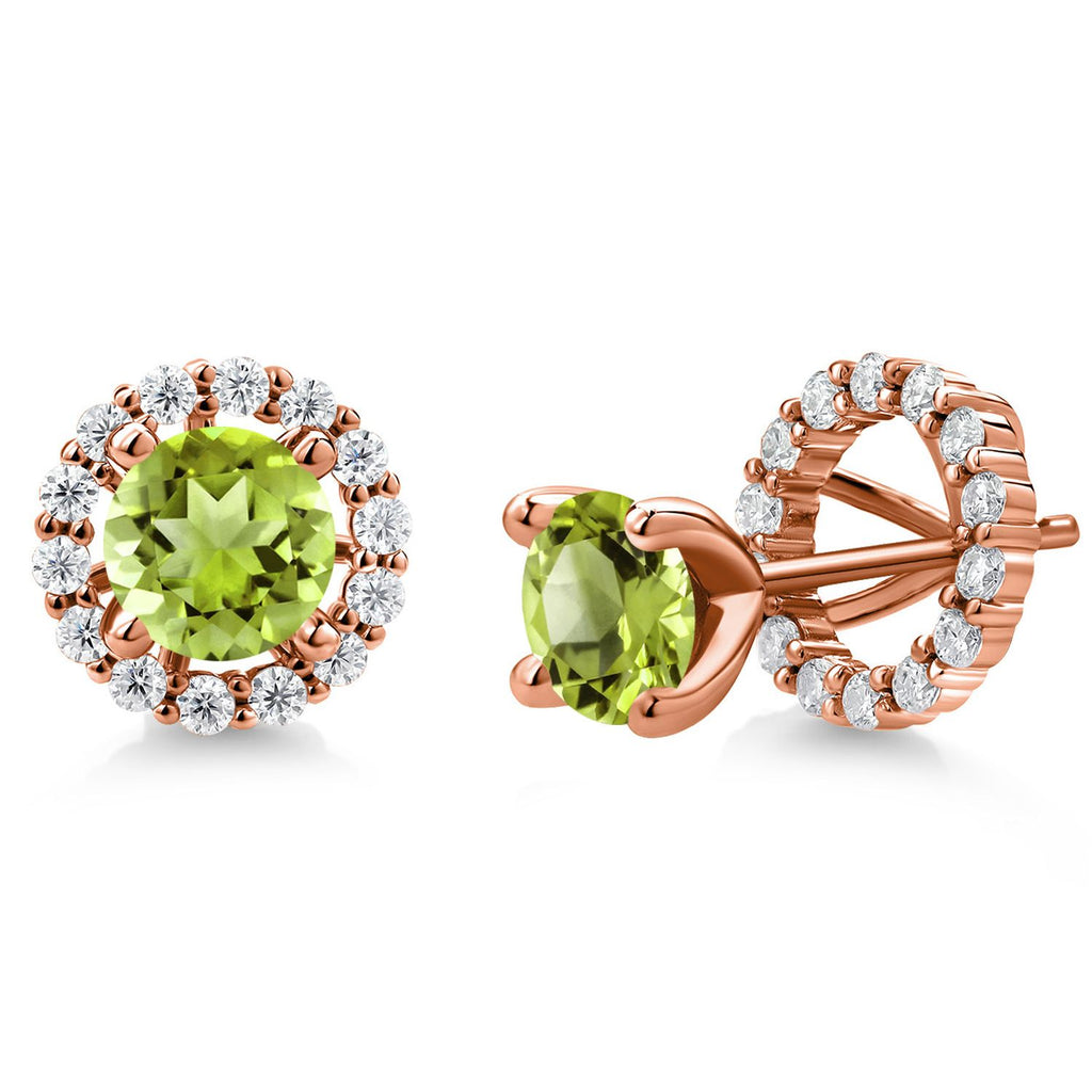 Peridot - August_Earrings in 925 Rose Gold Plated Silver