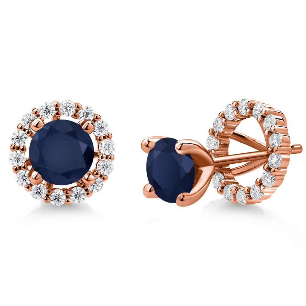 Blue Sapphire - September_Earrings in 925 Rose Gold Plated Silver