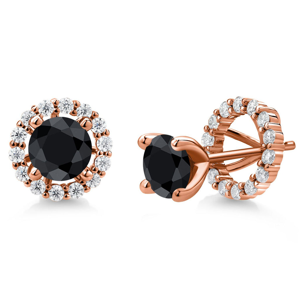 Black Sapphire - September_Earrings in 925 Rose Gold Plated Silver