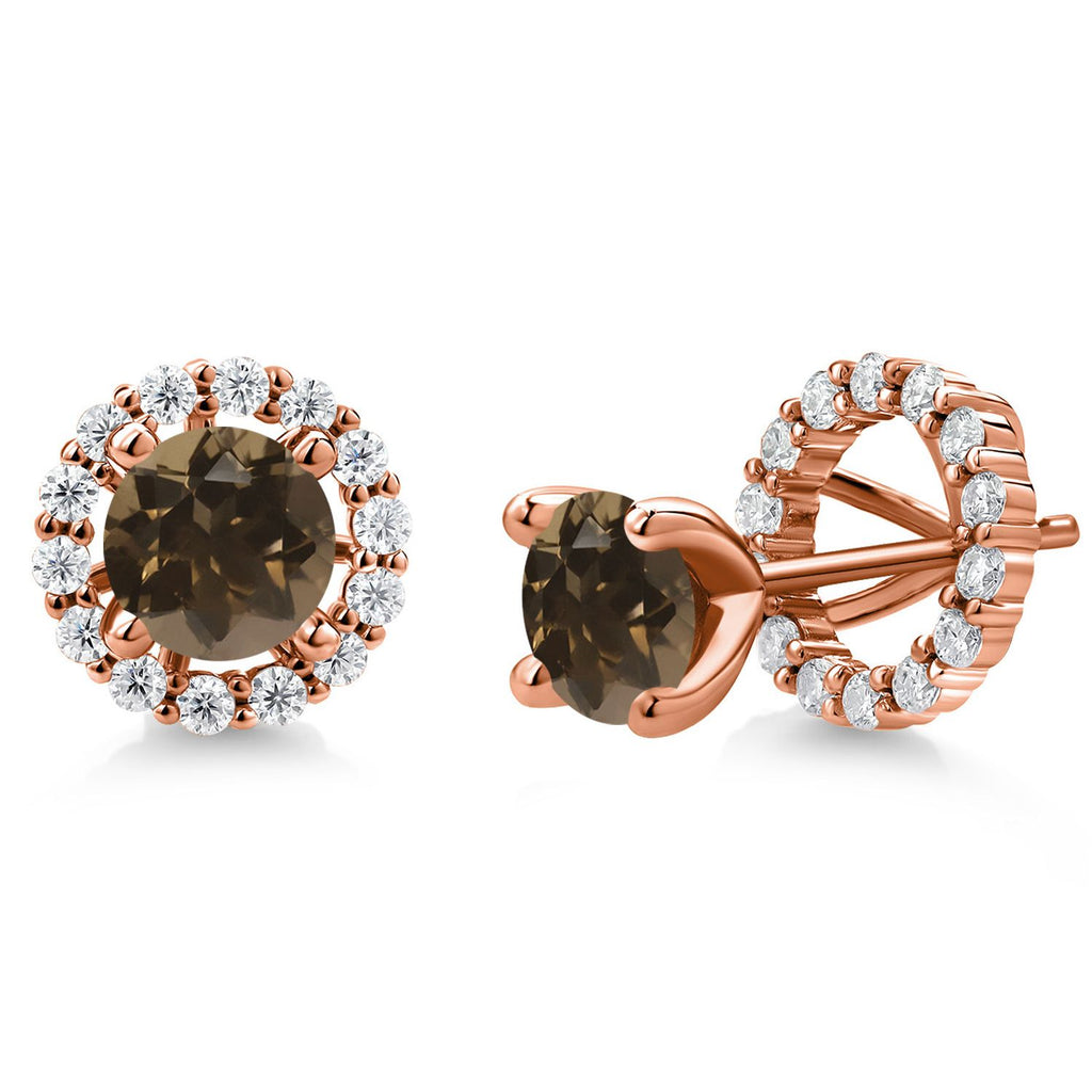 Smoky Quartz_Earrings in 925 Rose Gold Plated Silver