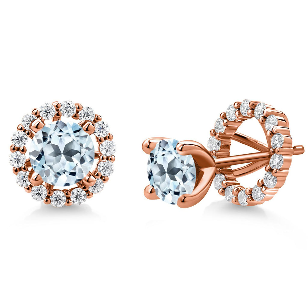 Sky Blue Topaz - November_Earrings in 925 Rose Gold Plated Silver
