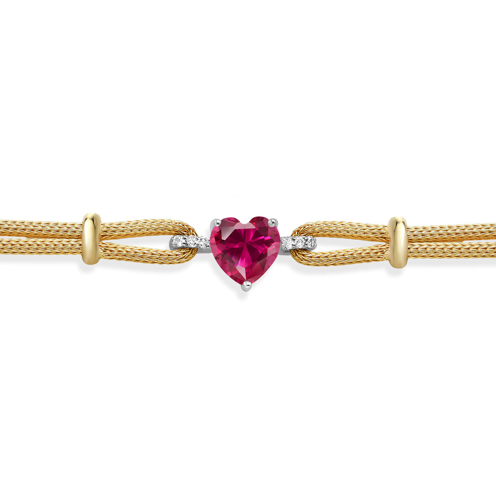 Created Ruby - July_Bracelet in 925 Sterling Silver and White Gold