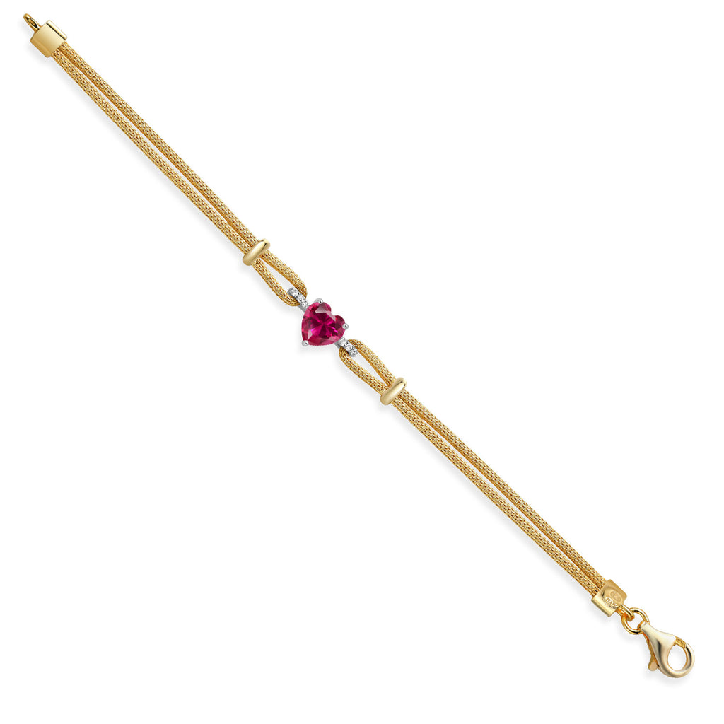 Created Ruby - July_Bracelet in 925 Sterling Silver and White Gold