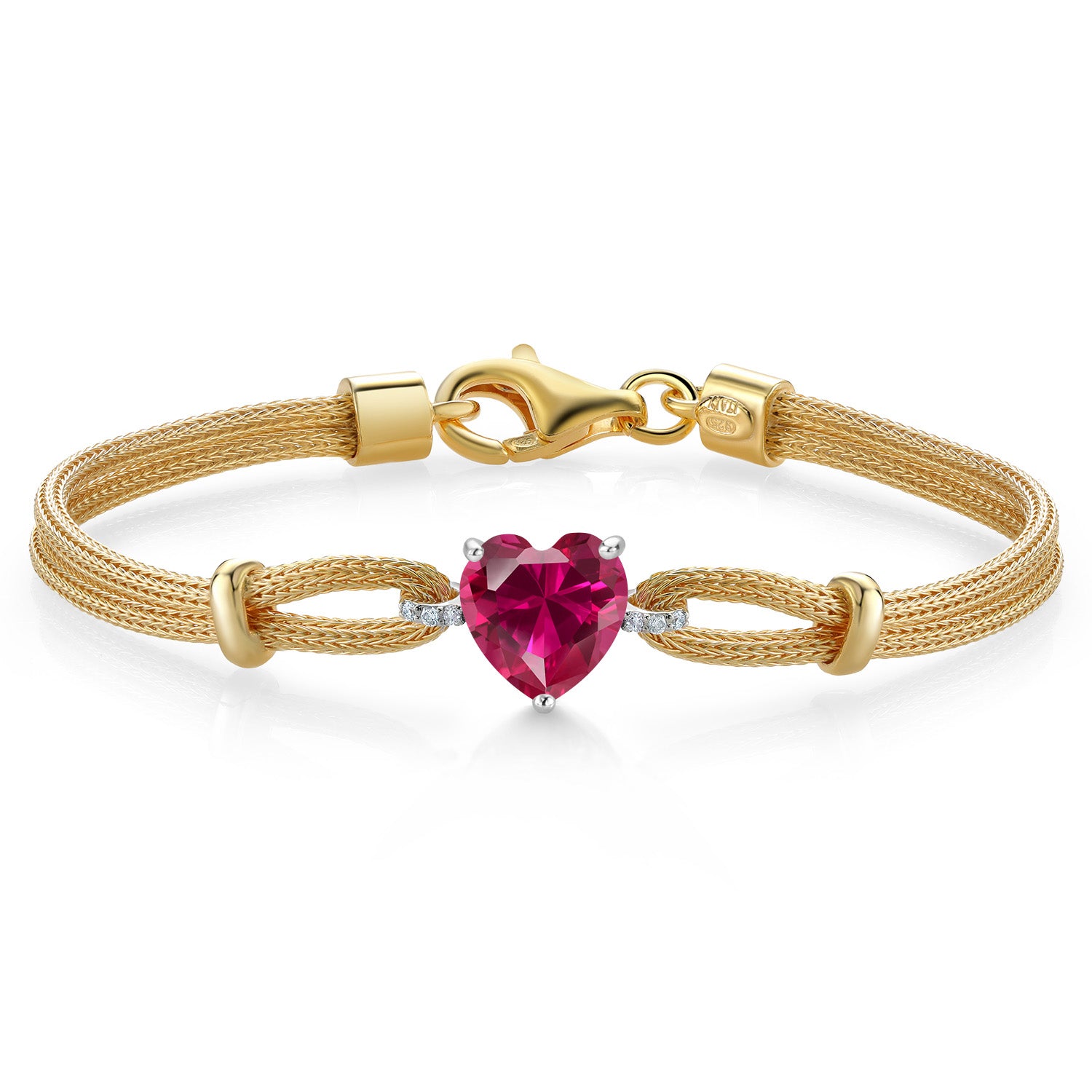 Created Ruby - July_Bracelet in 925 Sterling Silver and White Gold