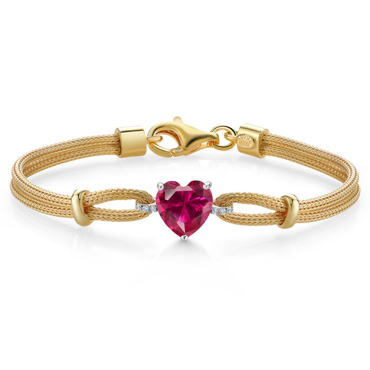 Created Ruby - July_Bracelet in 925 Sterling Silver and White Gold