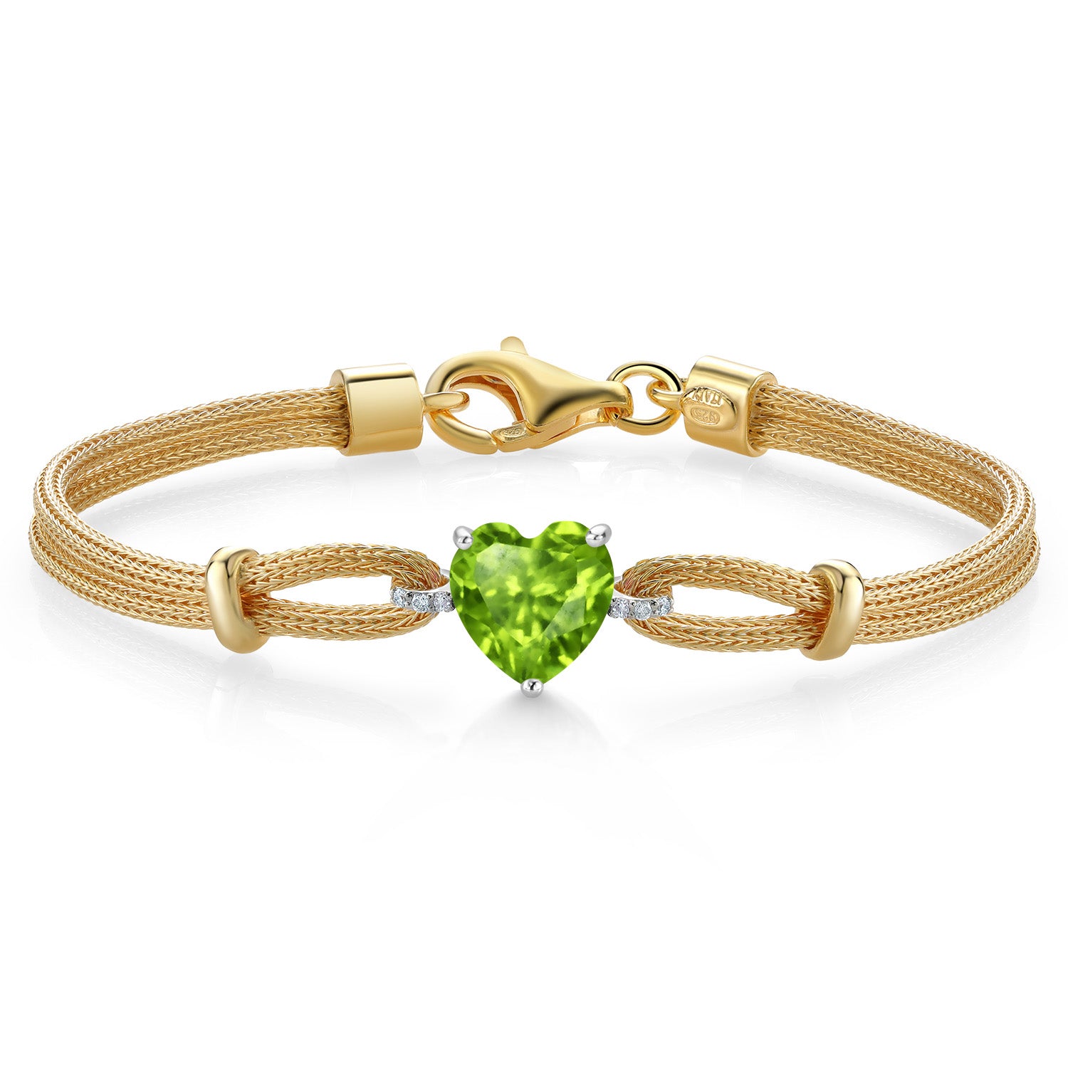 Peridot - August_Bracelet in 925 Sterling Silver and White Gold