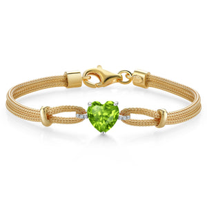 Peridot - August_Bracelet in 925 Sterling Silver and White Gold