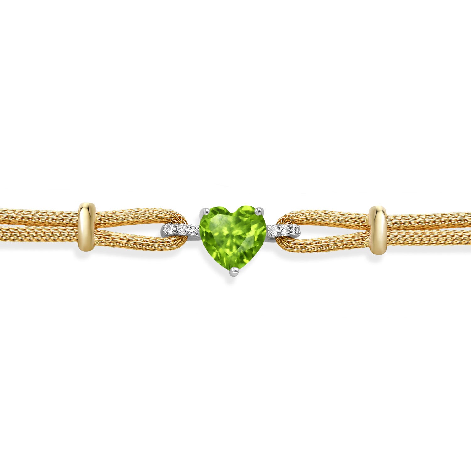 Peridot - August_Bracelet in 925 Sterling Silver and White Gold