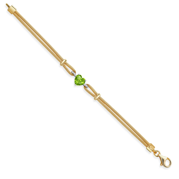 Peridot - August_Bracelet in 925 Sterling Silver and White Gold