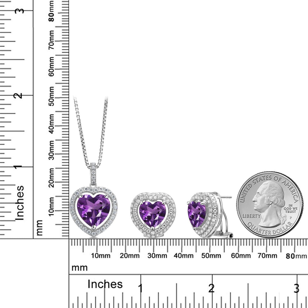 Amethyst - February_Sterling Silver_Pendant Earrings Set in Sterling Silver