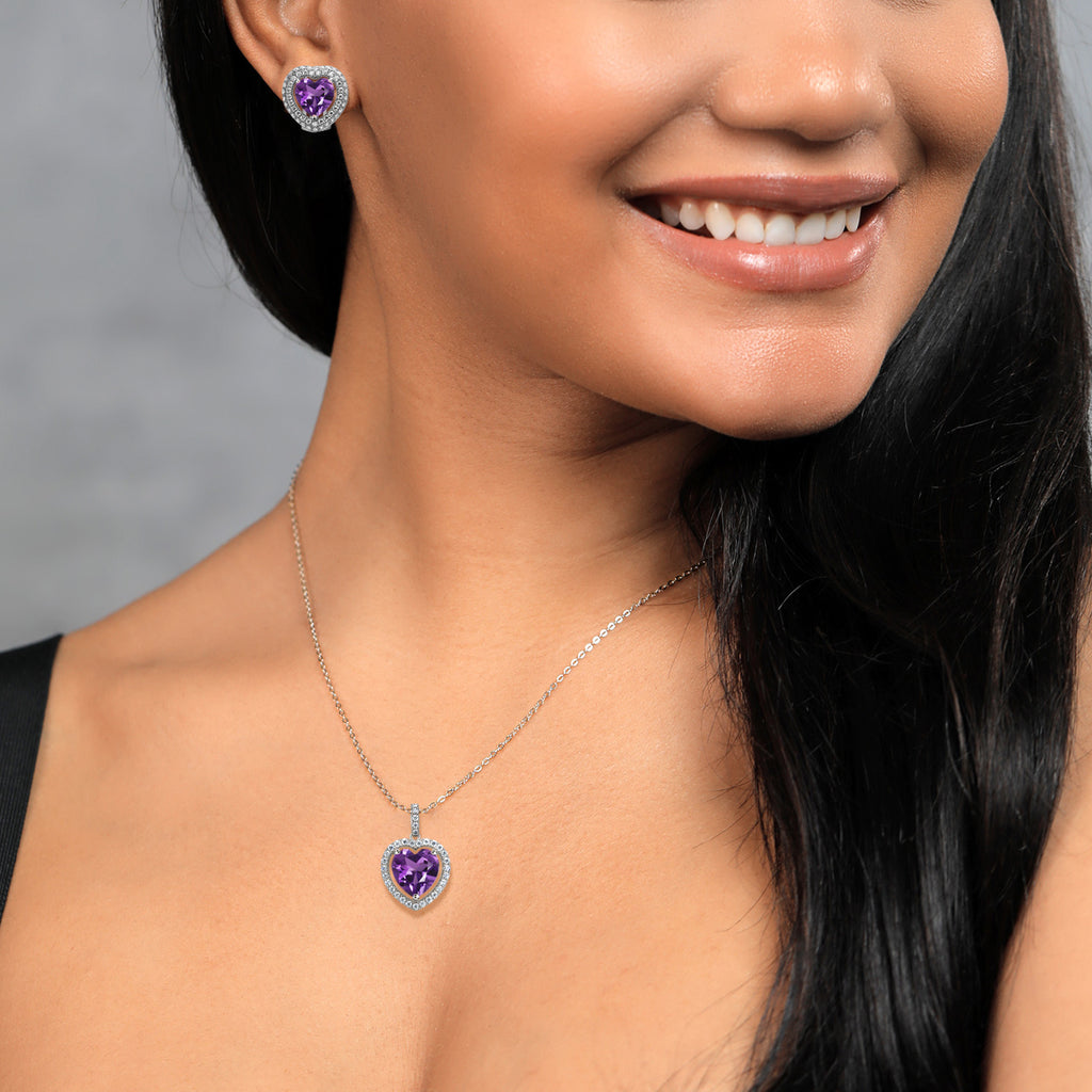 Amethyst - February_Sterling Silver_Pendant Earrings Set in Sterling Silver