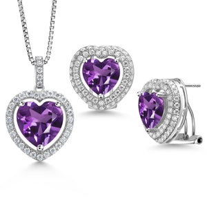 Amethyst - February_Sterling Silver_Pendant Earrings Set in Sterling Silver