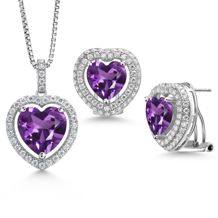 Amethyst - February_Sterling Silver_Pendant Earrings Set in Sterling Silver