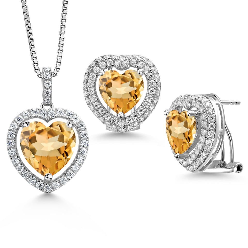 Citrine - November_Sterling Silver_Pendant Earrings Set in Sterling Silver