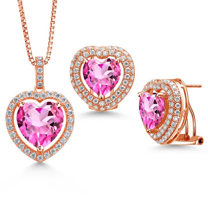 Pure Pink Mystic Topaz_Rose Gold Plated Silver_Pendant Earrings Set in Rose Gold Plated Silver