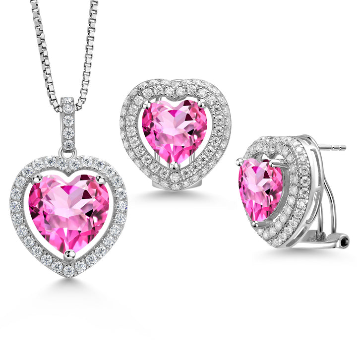 Pure Pink Mystic Topaz_Sterling Silver_Pendant Earrings Set in Sterling Silver