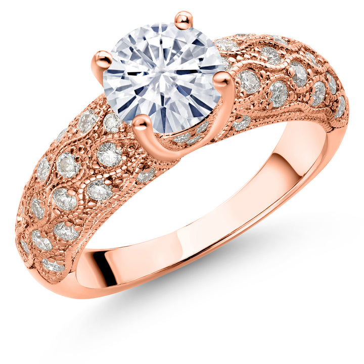 Moissanite_5_Ring in 925 Rose Gold Plated Silver