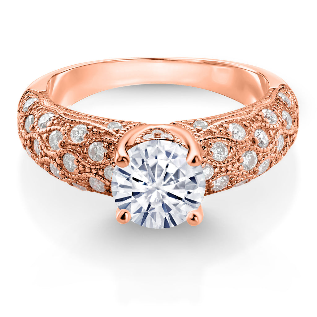 Moissanite_5_Ring in 925 Rose Gold Plated Silver