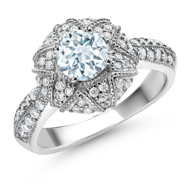 Aquamarine - March_5_Ring in 925 Sterling Silver