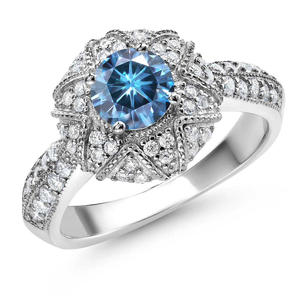 Persian Blue Moissanite - April_8_Ring in 925 Sterling Silver