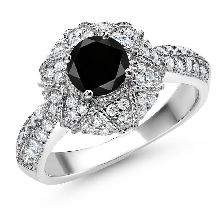 Black Diamond - April_5_Ring in 925 Sterling Silver