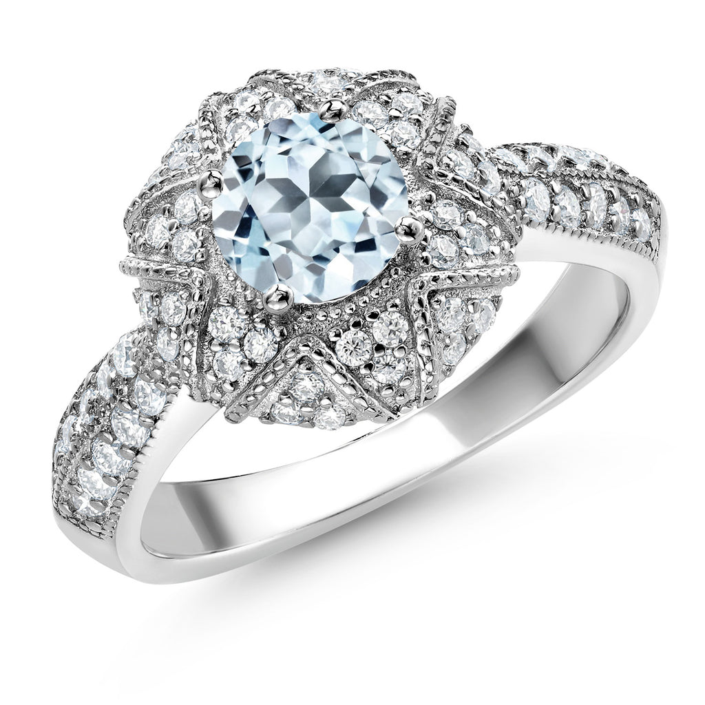 Sky Blue Topaz - November_8_Ring in 925 Sterling Silver