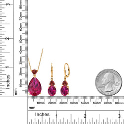 Pendant Earrings Set in 925 Yellow Gold Plated Silver