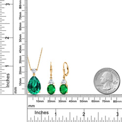 Pendant Earrings Set in 925 Yellow Gold Plated Silver