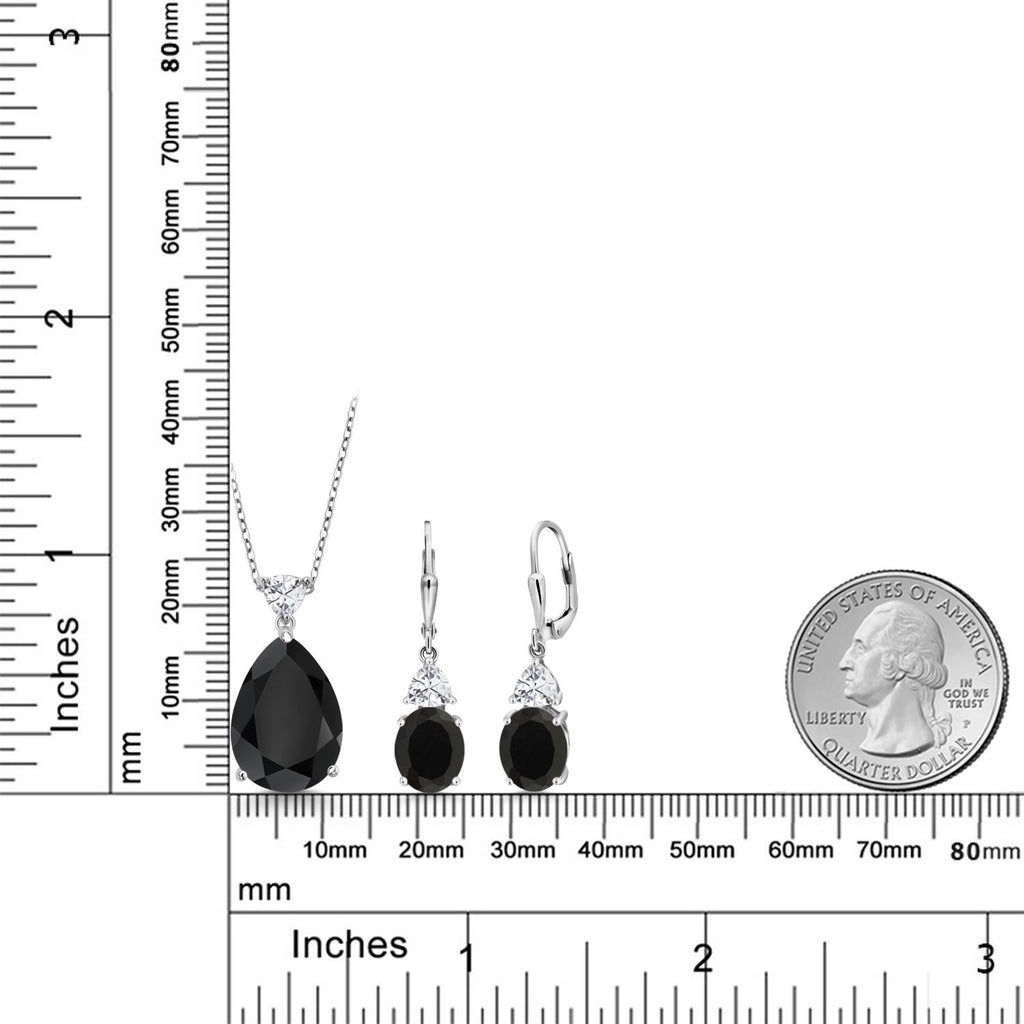 Pendant Earrings Set in 925 Sterling Silver