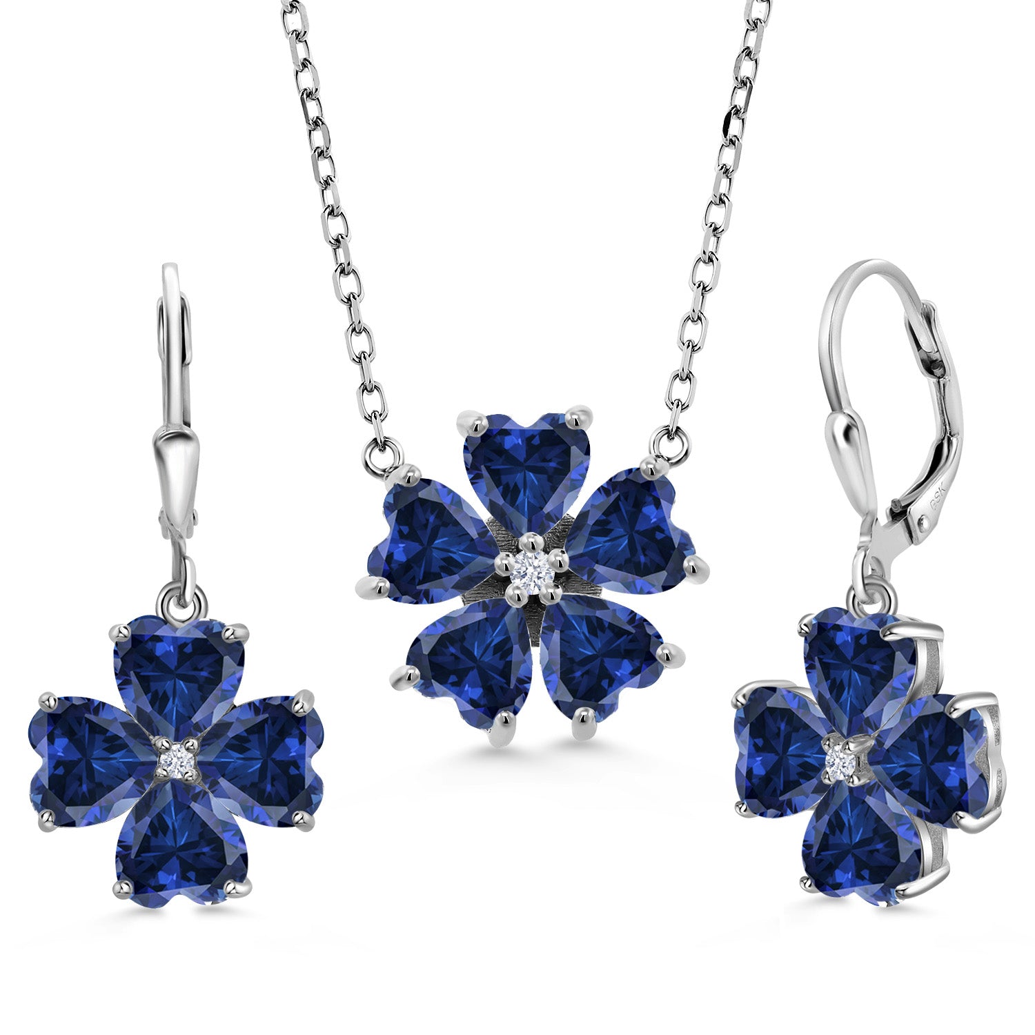 Pendant Earrings Set in 925 Sterling Silver