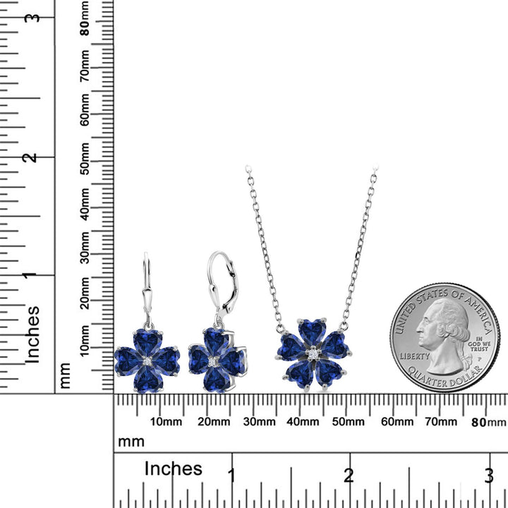 Pendant Earrings Set in 925 Sterling Silver