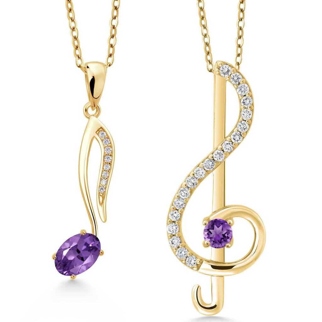Amethyst - February_Pendant in 925 Yellow Gold Plated Silver
