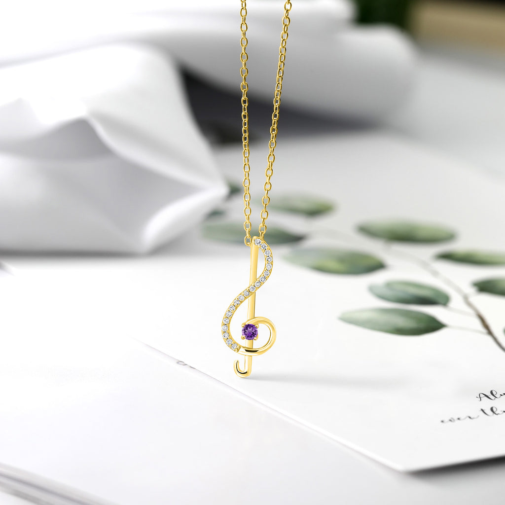 Amethyst - February_Pendant in 925 Yellow Gold Plated Silver
