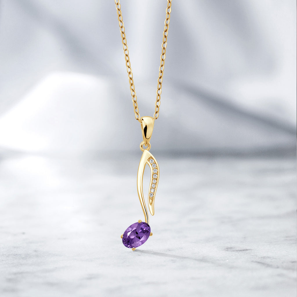 Amethyst - February_Pendant in 925 Yellow Gold Plated Silver