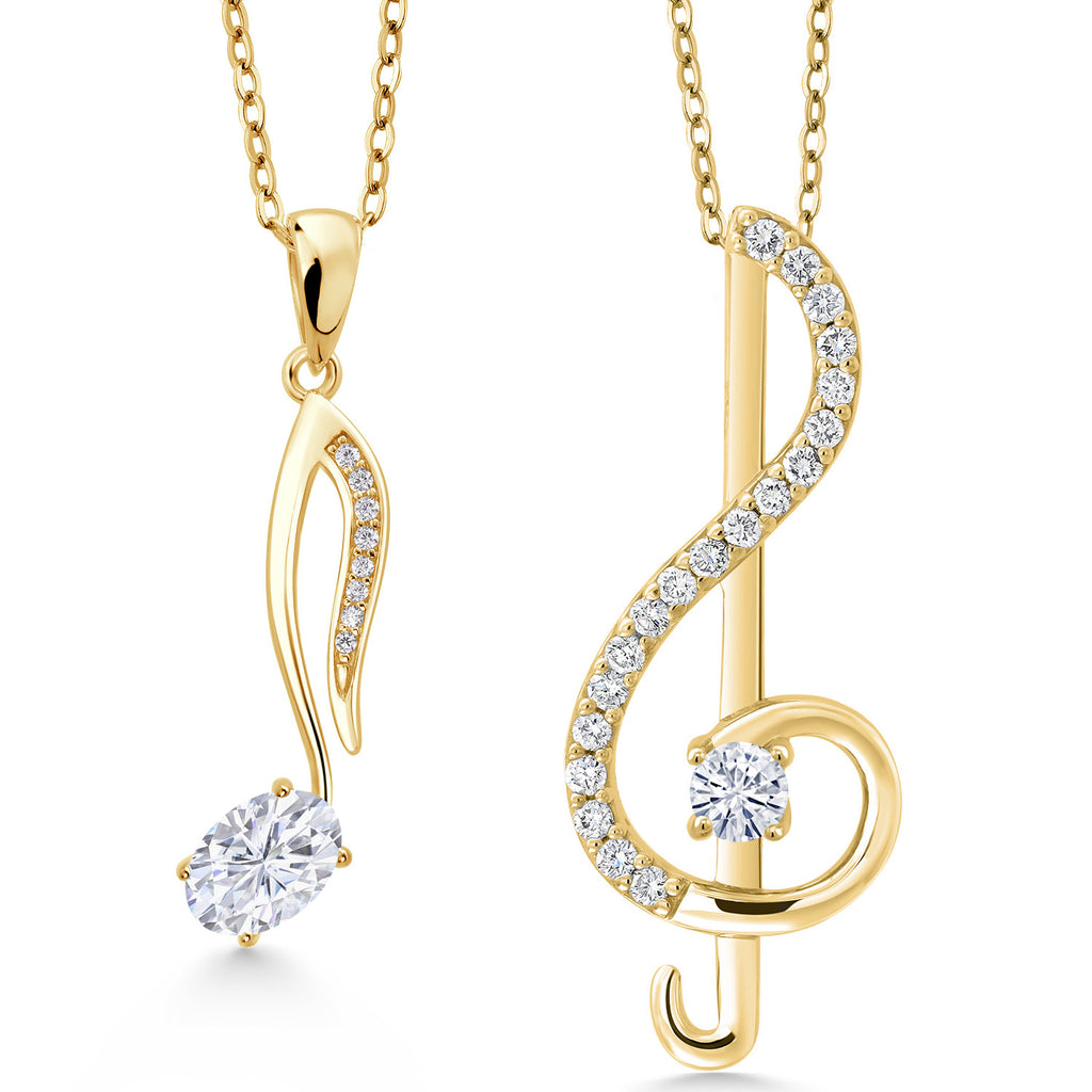 White Moissanite - April_Pendant in 925 Yellow Gold Plated Silver