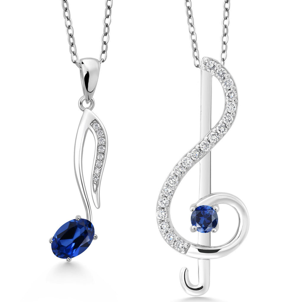 Created Sapphire - September_Pendant in 925 Sterling Silver