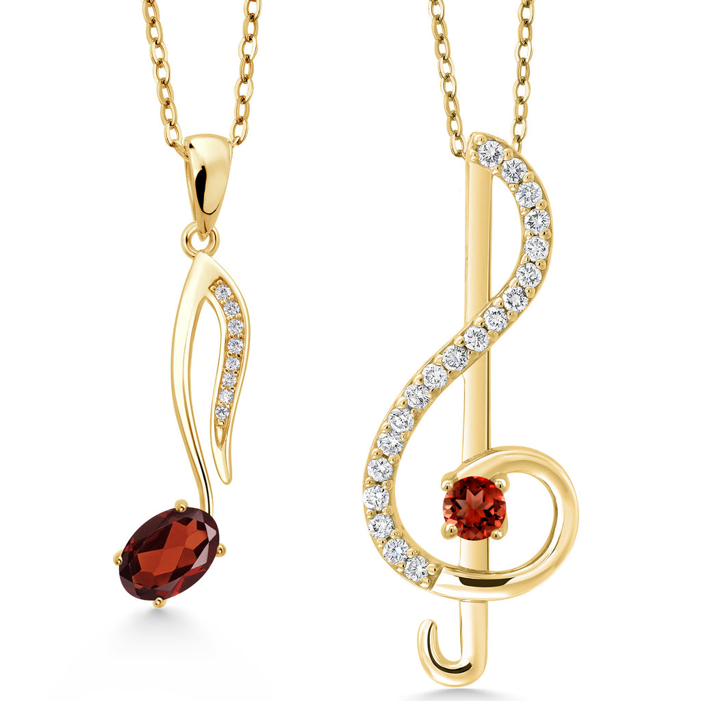 Garnet - January_Pendant in 925 Yellow Gold Plated Silver