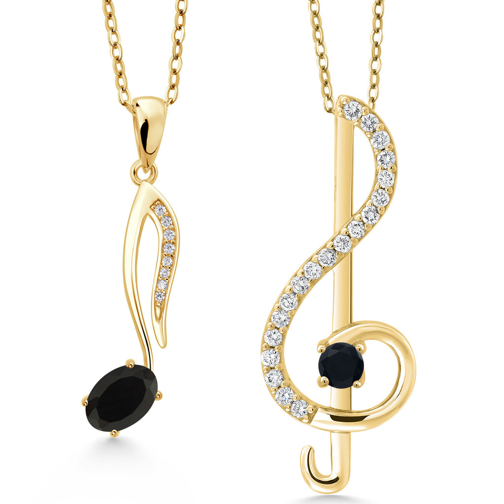 Onyx - December_Pendant in 925 Yellow Gold Plated Silver